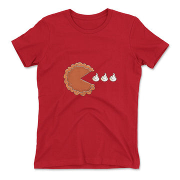Pie Eating Cream Womens T-Shirt in Red color